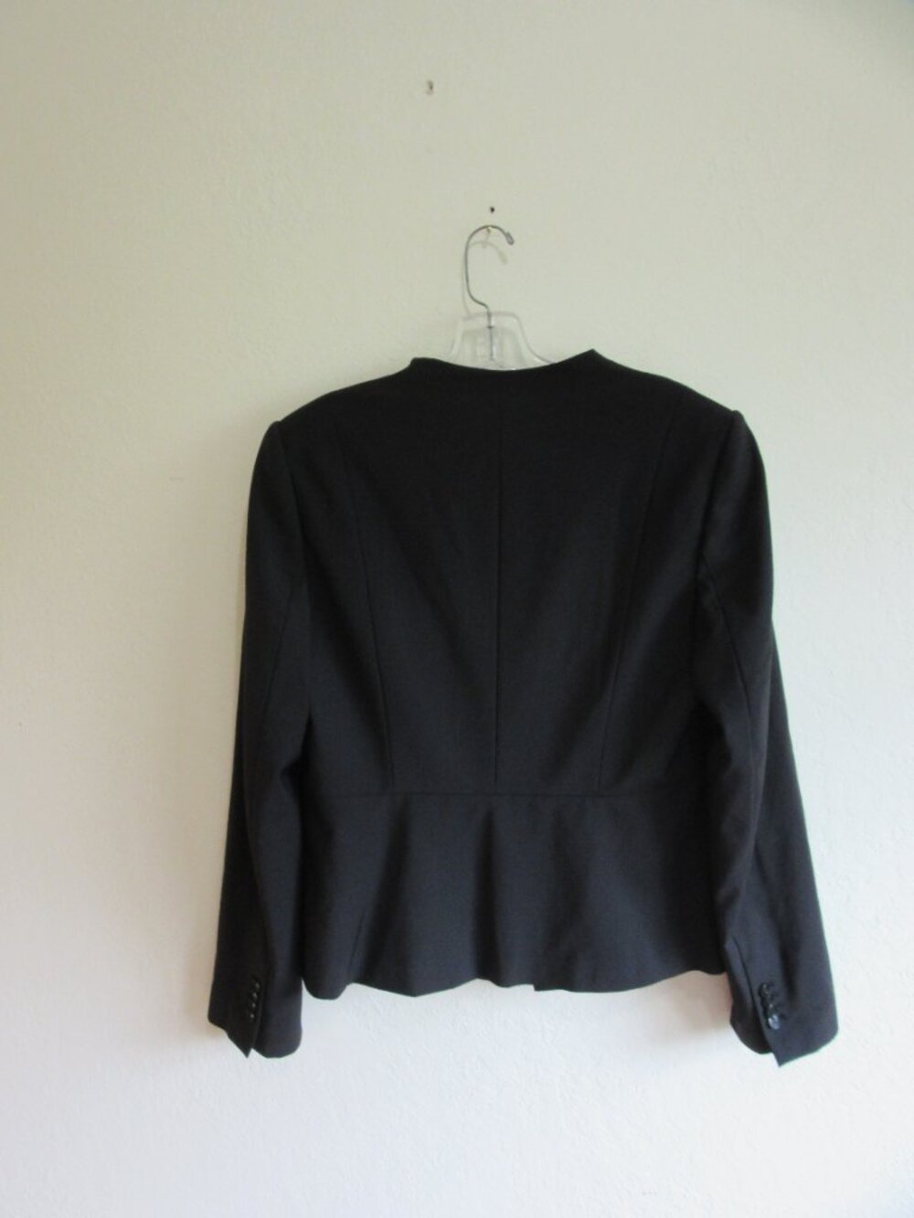 ANN TAYLOR Black 12 Evening Business Executive Long Sleeve Collarless Blazer - Picture 3 of 4